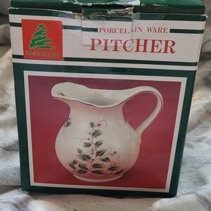Porcelain ware holly holiday Pitcher.
